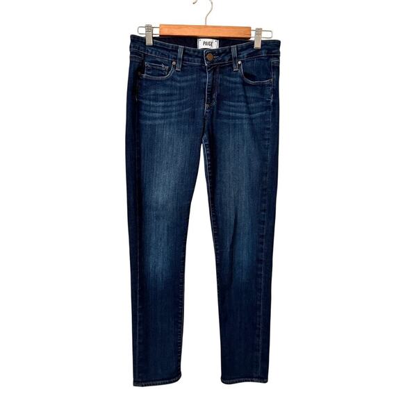 Paige Skyline Ankle Peg Jeans | Size 29 | Dark Wash Slim Fit Stretch Denim - Picture 1 of 12